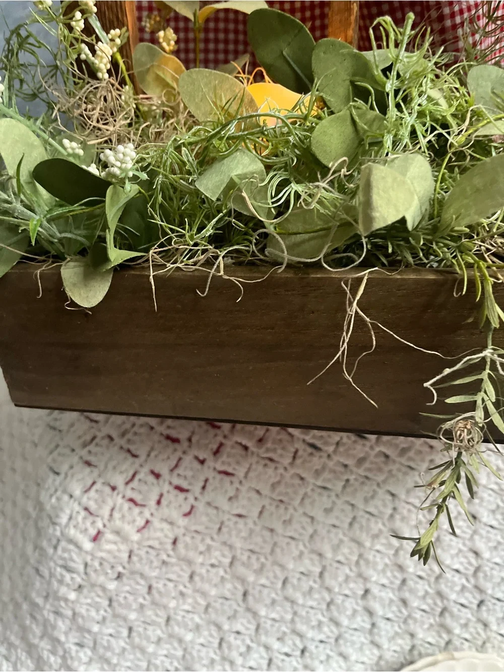 Rustic Windowbox Accent with Greenery and Soft Candle Light